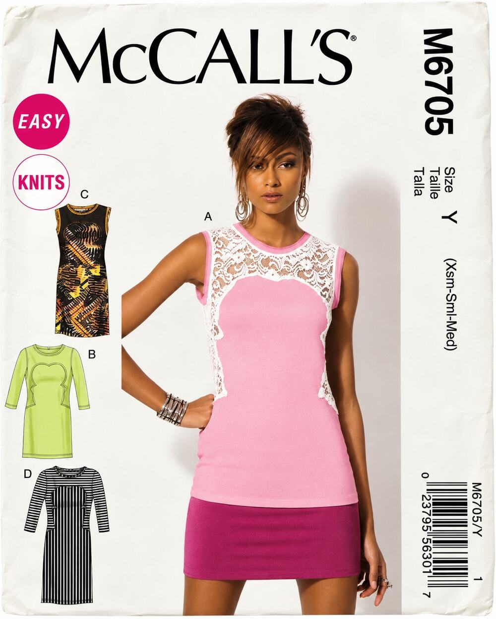 McCalls 6705 Knit Sheath Dress EASY Sewing Pattern Size XS-S-M UC